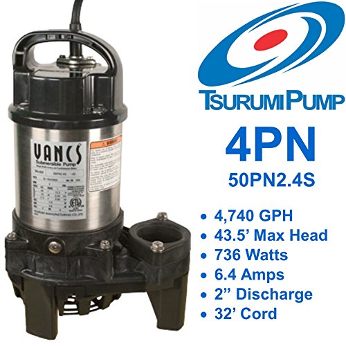 Tsurumi VANCS 4PN 1/2 H.P 1/115V. Pond & Waterfall Pump with a 2″ discharge. Direct replacement for PU & PSF series.