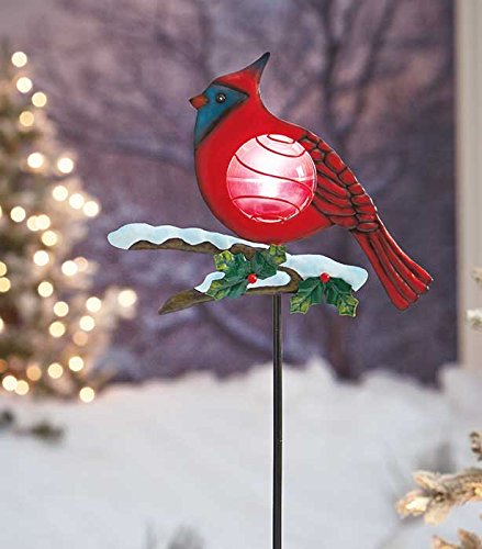 Red Cardinal Solar Powered Light Christmas Bird Outdoor Yard Decoration