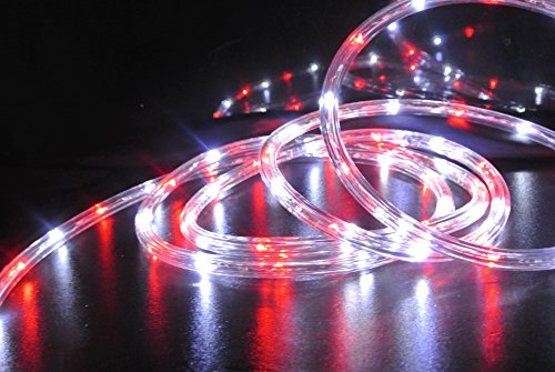 17.7FT Bi-Color Red and White LED Flexible Rope Light Kit For Indoor / Outdoor Lighting, Home, Garden, Patio, Shop Windows, Christmas, Party, Event (17.7FT)