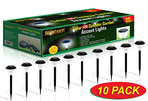 10 Pack Solar Powered LED Accent Outdoor Garden Path Lights. Ideal Lighting for Path Patio Yard Deck Driveway and Garden