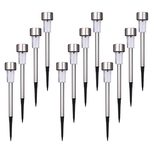 EcoCity Solar Lights Outdoor Garden Light Landscape / Pathway Lights Stainless Steel-12 Pack