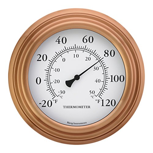 8″ Copper Finish Decorative Indoor / Outdoor Patio Wall Thermometer