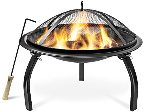Sorbus Fire Pit 22″, Portable Outdoor Fireplace, Backyard Patio Fire Bowl, Foldable Legs, – Includes Safety Mesh Cover, Poker Stick and Carry Bag, Great for Camping, Outdoor Heating, Bonfire, Picnic,