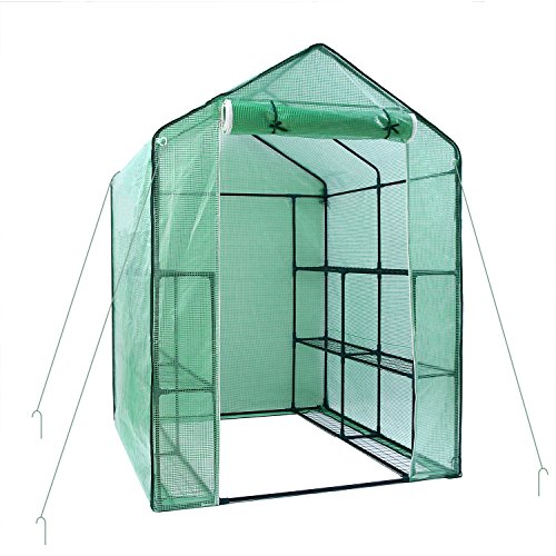Greenhouse for Outdoors, Ohuhu Large Walk-in Plant Greenhouse, 3 Tiers 12 Shelves Stands Green House for Herb and Flower, 55.5” (L) x 56.3“(W) x 76.8“(H)