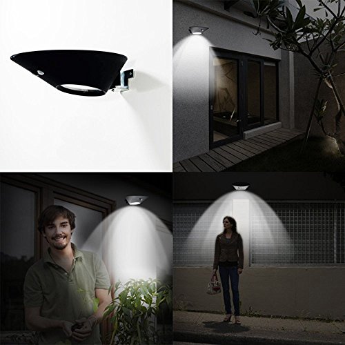 Bright Solar Powered Outdoor LED Lights with Motion Sensor Detector by Solario. Easy to Install Wireless Exterior Security Lighting for Patio, Deck, Driveway Garden, Stairs & Outside Walls. (1)