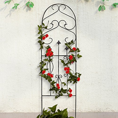 Amagabeli Garden Trellis for Climbing Plants 60″ x 18″ Rustproof Black Iron Potted Vines Vegetables Vining Flowers Patio Metal Wire Lattices Grid Panels for Ivy Roses Cucumbers Clematis Pots Supports