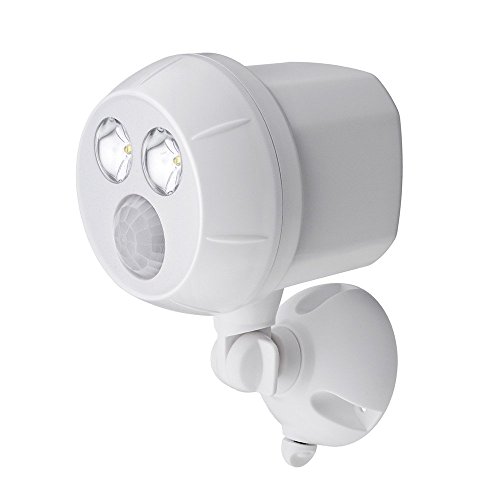 Mr. Beams MB380 Weatherproof Wireless Battery Powered LED Ultra Bright 300 Lumen Spotlight with Motion Sensor, White, 1-Pack