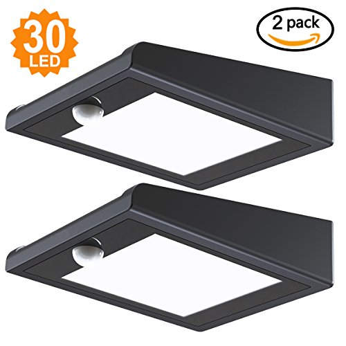 Solar Lights, Xfelectronics 30 LED Solar Motion Sensor Lights Solar Powered Wireless Waterproof Exterior Security Wall Light forPatio,Yard,Garden,Path,Driveway (2Pack)