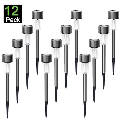 Solar Lights Outdoor 12 Pack Solar Pathway Lights Solar Garden Lights, Landscape Lighting for Lawn, Patio, Walkway, Driveway Warm White (Gunmetal)