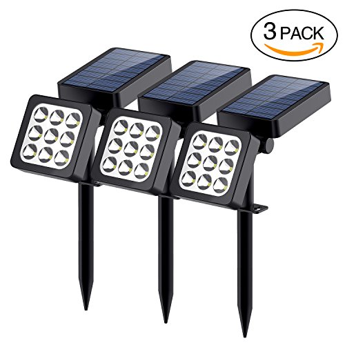 Solar Spotlights, 9-LED Landscape Solar Lights, Adjustable Waterproof Outdoor Spotlight Security 2-in-1 Solar Powered Lighting with Auto On/Off for Backyard Patio Lawn Gardens Pool Driveway(3)