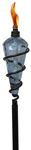 TIKI Brand 64″ Swirl Metal Torch with Blue Bubble Glass Head