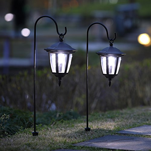 Maggift 26 Inch Hanging Solar Lights Dual Use Shepherd Hook Lights with 2 Shepherd Hooks Outdoor Solar Coach Lights, 2 pack