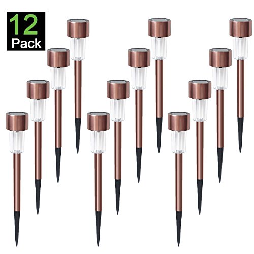 Solar Lights Outdoor 12 Pack Solar Pathway Lights Solar Garden Lights, Landscape Lighting for Lawn, Patio, Walkway, Driveway Warm White (Copper)