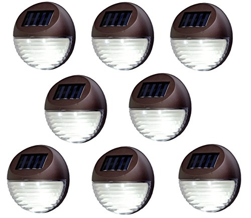 Bear Motion (TM) Solar Powered LED Light for Garden, Fence, Walkways Stairways, Path Pathway Lights – 8 Packs