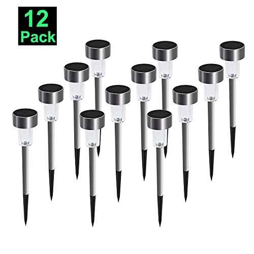 Solar Lights Outdoor Garden Led Light Landscape / Pathway Lights Stainless Steel-12 Pack