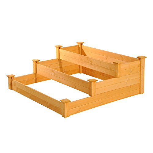 Outsunny 47” x 47” x 18” 3-Tiered Wooden Raised Garden Bed