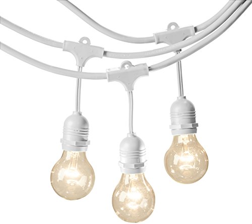 AmazonBasics Weatherproof Outdoor Patio String Lights G60 Bulb, White, 48′