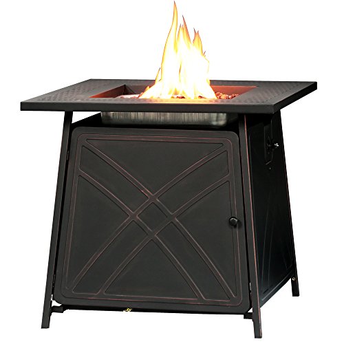 Bail Outdoors Bali Outdoors Propane Gas Fire Pit 28″ Square Table 50,000BTU Patio Heaters Fire Pit