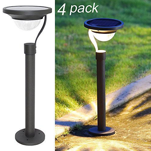 Twinkle Star Solar Path Lights Solar Garden Lights Solar Landscape Lights Outdoor for Lawn Patio Yard Driveway,50 Lumens,42X Brighter,Matte Black (4 pack)