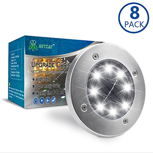 Solar Ground Lights,Garden Pathway Outdoor In-Ground Lights With 8 LED (8 pack)