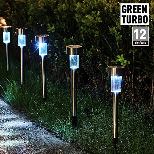 [Updated Version]Solar Garden Lights Outdoor,Landscape Lighting for Lawn/Patio/Yard/Walkway/Driveway(Stainless Steel)