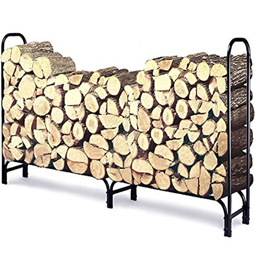 8 ft Outdoor Fire Wood Log Rack for Fireplace Heavy Duty Firewood Pile Storage Racks for Patio Deck Metal Log Holder Stand Tubular Steel Wood Stacker Outside Fire place Tools Accessories Black