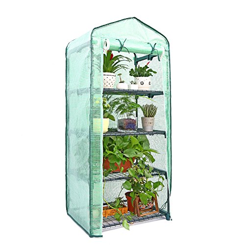 Ohuhu Mini Greenhouse, Small Plant Greenhouses, 4 Tier Rack Stands Portable Garden Green House for Outdoor & Indoor, 27″ Long x 18″ Wide x 63″ High