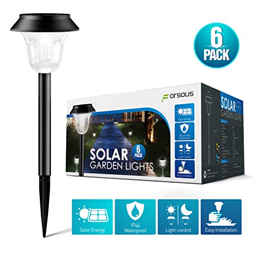 [2018 UPGRADED] Solar Lights Outdoor, 6 Packs Solar Pathway Lights for Garden/Walkway/Landscape Decoration, 7LM LED, Auto ON/OFF, IP44 Waterproof, Firm Design for Yard, Lawn, Patio, Driveway