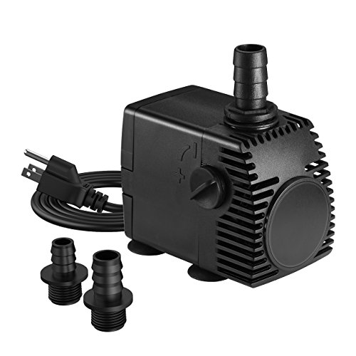 Homasy 320GPH (1200L/H, 22W) Submersible Pump, Ultra Quiet Fountain Water Pump with 4.1ft Power Cord, 3 Nozzles for Aquarium, Fish Tank, Pond, Statuary, Hydroponics