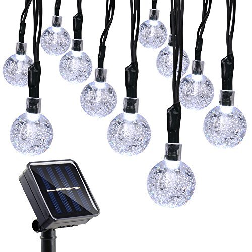 Qedertek 4 Pack Globe Solar String Lights, 19.7ft 30 LED Fairy Lights, Outdoor Solar Lights for Home, Gazebo, Patio, Lawn, Garden, Party and Holiday Decoration(Cool White)