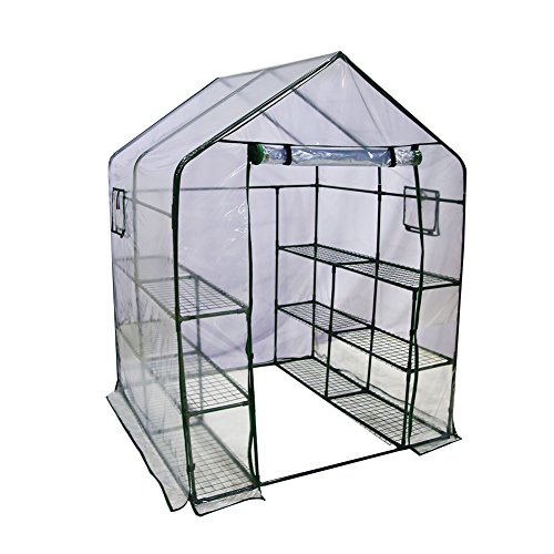 Abba Patio Mini Walk-In Greenhouse 6 Shelves Stands 3 Tiers Racks Portable Garden Green House, 56″ L x 56″ W x 77″ H