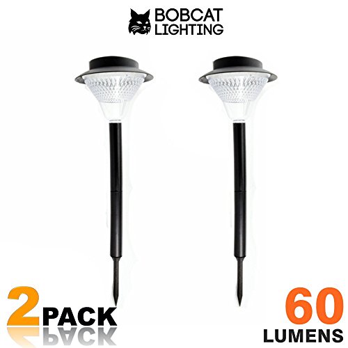 2 Pack – Super Bright Solar Path Lights 60 Lumens LED Solar Landscape Lights for Pathway, Warm White (3000K), Waterproof, Brightest on Market