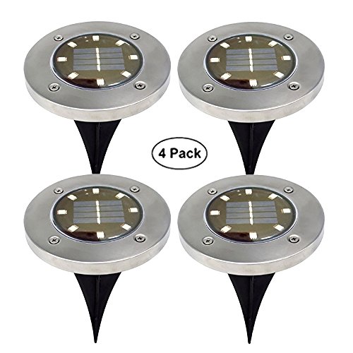 Wotryit LED Solar Power Buried Light In-Ground Lamp Outdoor Path Light Spot Lamp Yard Garden Lawn Landscape Decking Waterproof (4 Pack 8LED, Cool White)