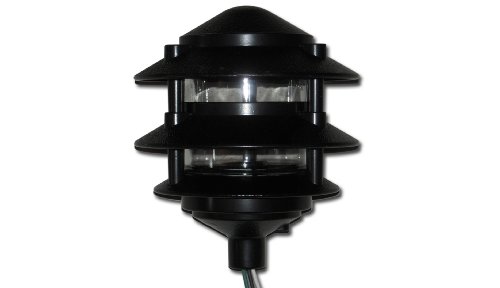 Greenfield PL3TBL Weatherproof Electrical, 3 Tier Path Light, Black