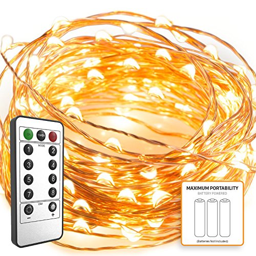 String Lights, Oak Leaf 2 Set of Micro 30 LEDs Super Bright Warm White Led Rope Lights Battery Operated on 9.8 Ft Long Ultra Thin String Copper For Home Bedroom Party