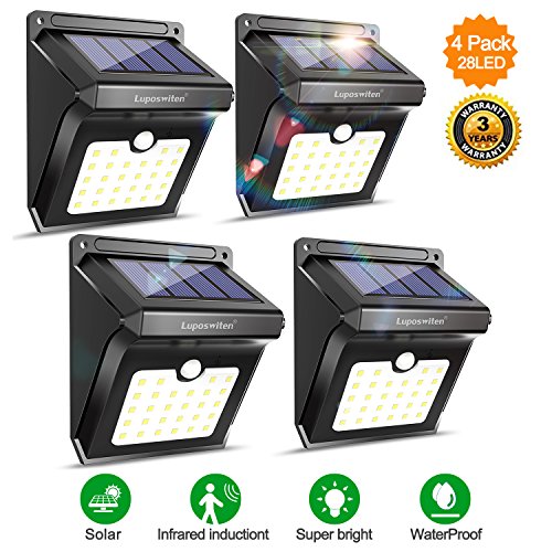 Solar Lights Outdoor Motion Sensor Wireless Waterproof Security Light, Solar Lights for Garden, Patio, Yard, Driveway, Garage, Porch, Pathway by Luposwiten [4PACK] (2)