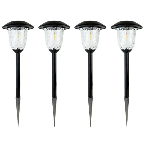 Best Solar Light Outdoor Solar LED Filament-Style Path Weatherproof Metal Light | 10X Brightness | 3000K | 4-Pack