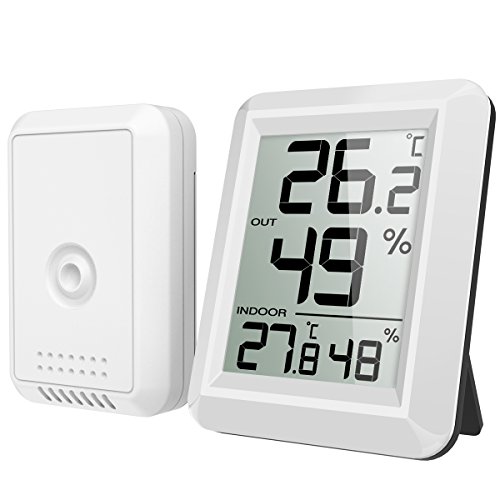 AMIR Digital Hygrometer, Indoor Outdoor Mini Thermometer Monitor with Temperature Humidity Gauge, LCD Display Wireless Outdoor Hygrometer, ℃/℉ Switch, for Home, Office, Baby Room, etc