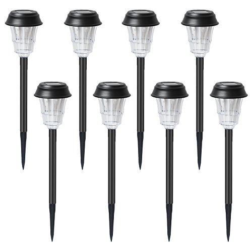 voona Solar Pathway Lights Outdoor 8 Pack Stainless Steel Warm White LED Light for Outdoor Garden Pathway Landscape (Matt Black)