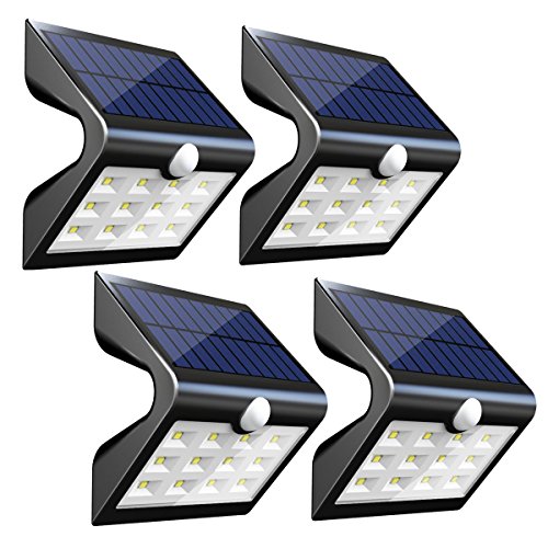 InnoGear 2nd Version 14 LED Solar Lights with Rear Projection Outdoor Motion Sensor Activated Security Night Light Auto On/Off Wall Lamp for Path Patio Yard Deck Porch Garden Fence, Pack of 4