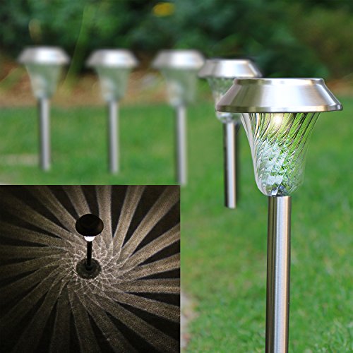 Enchanted Spaces Set of 6 Stainless Steel Silver Solar Path Lights