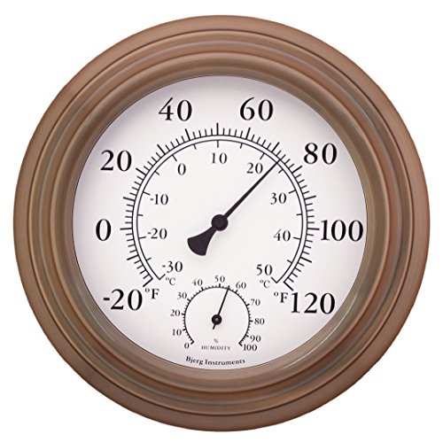 8″ Antique Copper Finish Decorative Indoor / Outdoor Thermometer and Hygrometer