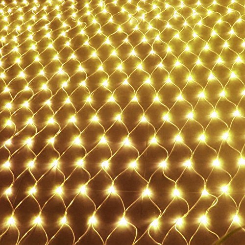 LED String Lights Net Mesh Lights 9.8ft x 6.6ft 204 Dimmable with Remote Control Tree-wrap with 8 modes for Wedding Christmas Outdoor Garden (Warm White)