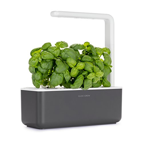 Click and Grow Smart Garden 3 Indoor Gardening Kit (Includes Basil Capsules), Grey