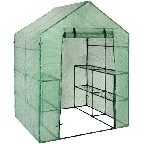 Best Choice Products 3-Tier 8-Shelf Portable Outdoor Mini Garden Walk-In Greenhouse, 57.5″ L x 56″ W x 76″ H – Green