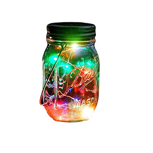 Outdoor Decor Color Changing Led Solar Mason Jar Lights(1 pc), Starry Fairy String Lights Insert with Jar Decorative Accessories on Porch/ Fireplace/ Wall/ Ground/ Stairs/ for Wedding Halloween Party