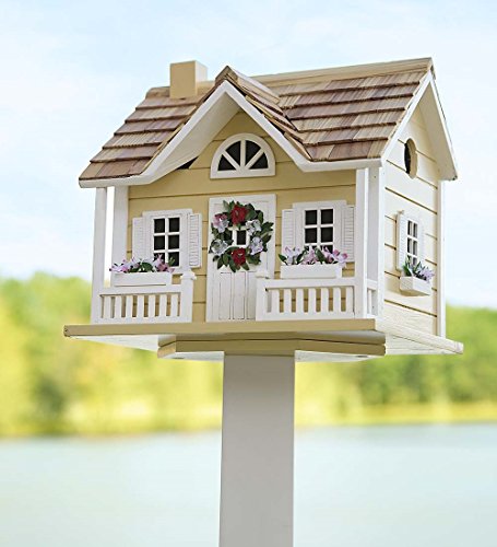 Wreath Cottage Birdhouse, in Yellow