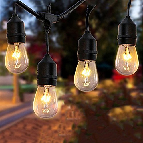 MZD8391 [Heavy Duty] 48FT Commercial Grade Waterproof Outdoor Globe String Light, 18 Hanging Socket, 21 Dimmable Edison Vintage Bulb, For Backyard Patio Garden Porch Deck Party Wedding, Warm White