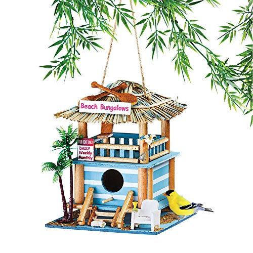 Collections Etc Cute Beach Bungalow Coastal Theme Hanging Outdoor Garden Birdhouse