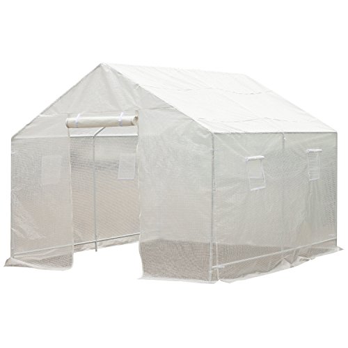 Outsunny 10’ x 9.5’ x 8’ Outdoor Ventilated Portable Walk-in Greenhouse w/White PE Cover